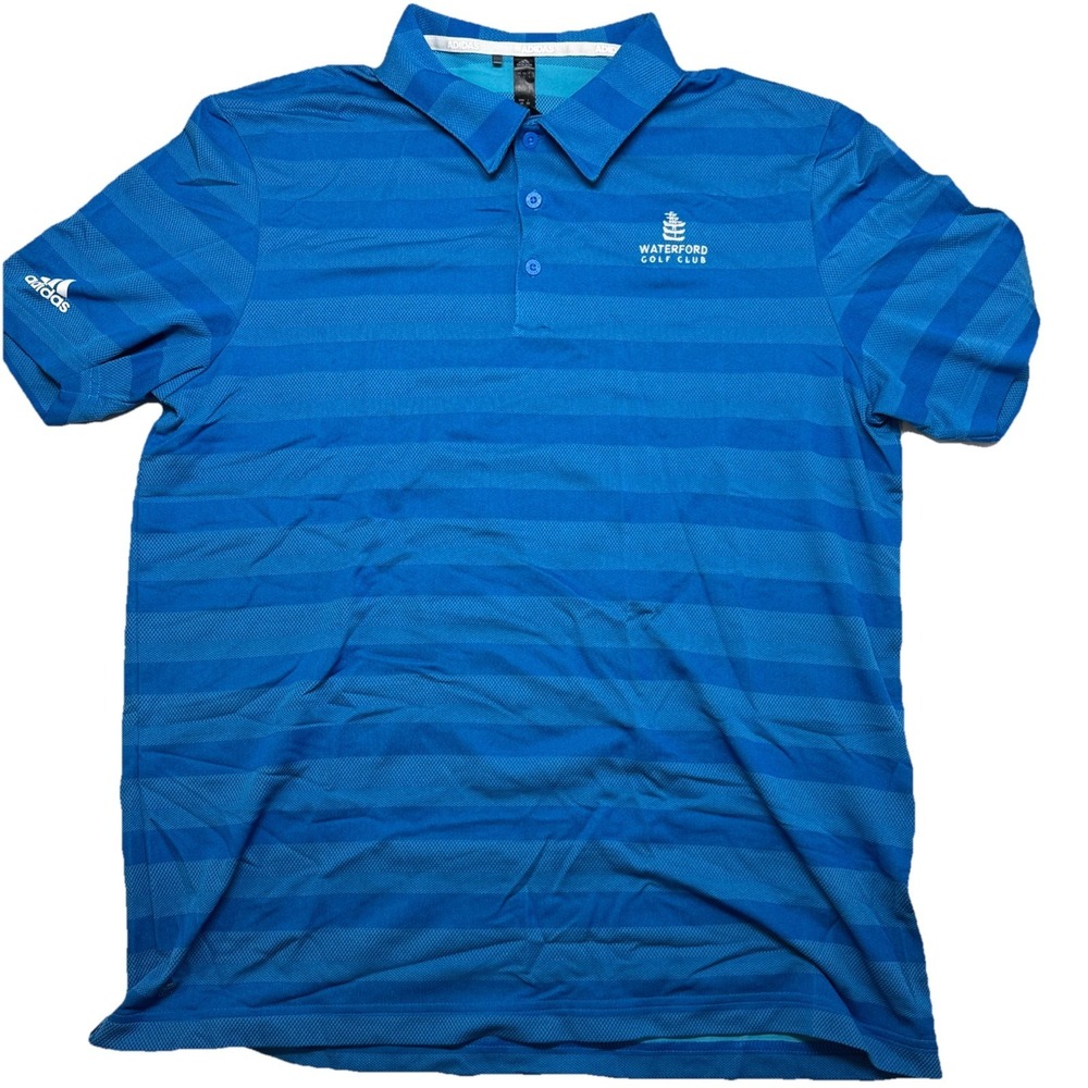 Waterford golf club men's Adidas golf performance polo Blue striped large